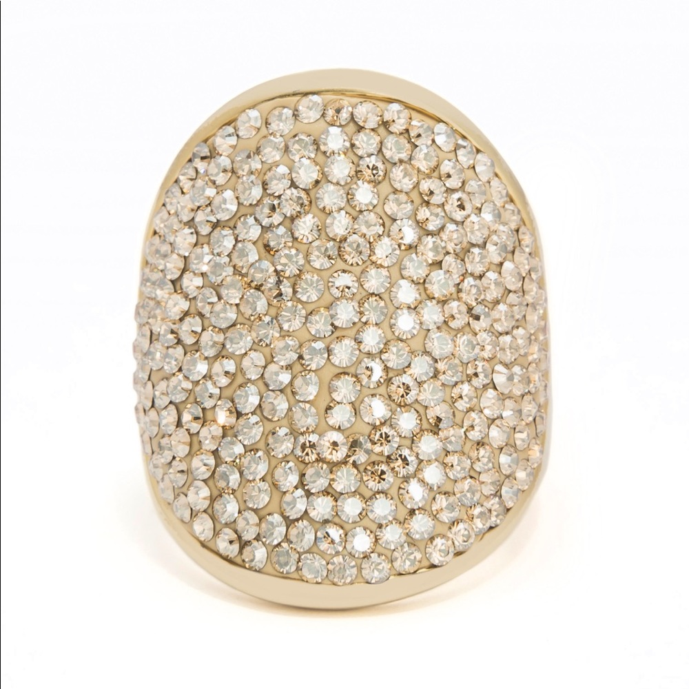 Henri Bend Rox Signet Gold Oval Cocktail Ring SZ 8